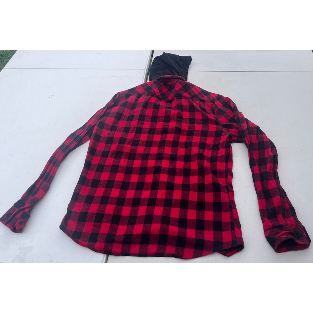 Nomad Mens Hooded Flannel Shirt Red Black Buffalo Plaid Waffle Hood XL - Picture 3 of 3